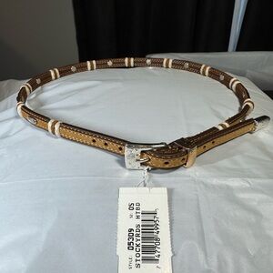 Stockyard Brown and White Leather Hatband